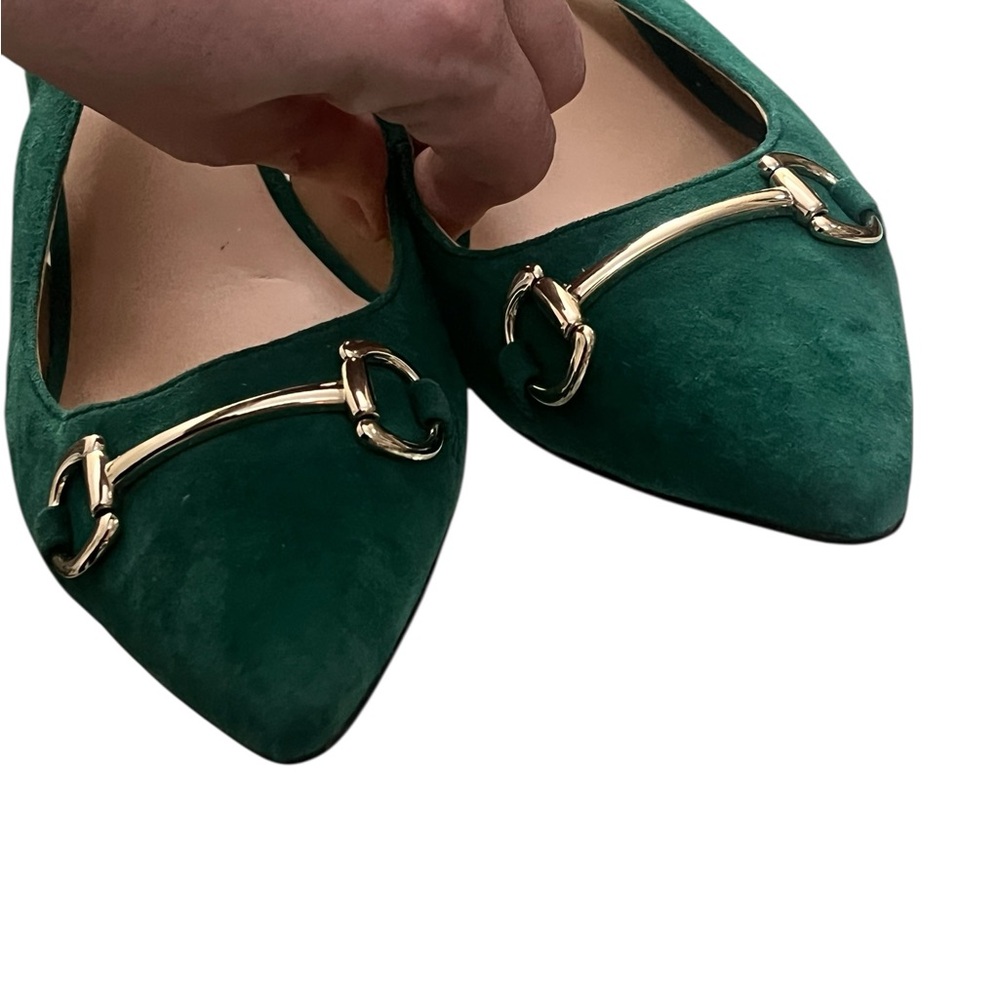 INC International Concepts Carynn green suede horsebit slingback kitten heels - Picture 4 of 9